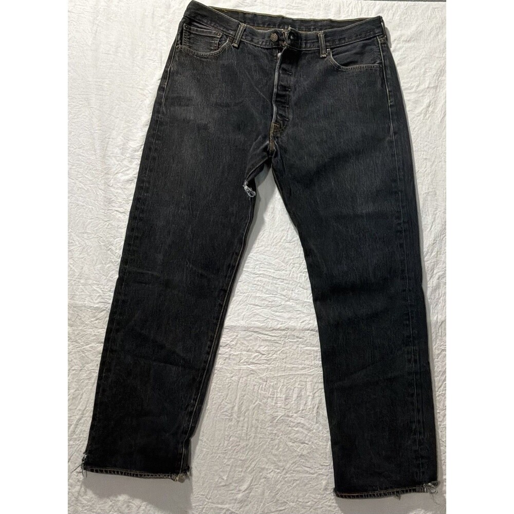 Levi’s Men’s Black Regular Fit Straight Dark Wash Denim Jeans Button Fly